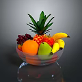 Fresh Assorted Fruits in Clear Glass Bowl with Pineapple Banana and Grapes