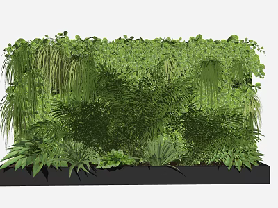 Lush Green Vertical Garden Wall With Diverse Hanging And Foliage Plants 3d model