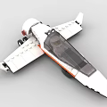 Detailed White Building Blocks Airplane Model with Orange Stripe Transparent Cockpit and Wings