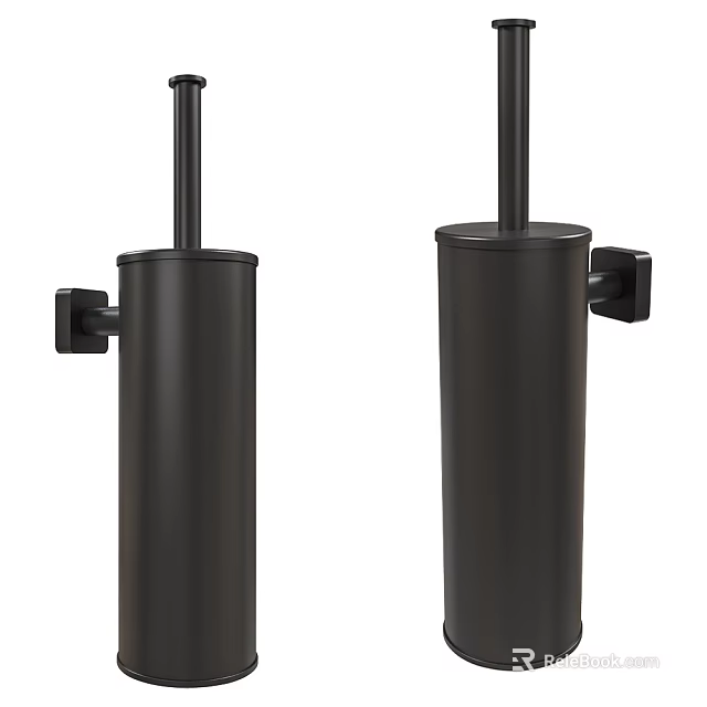 Modern Stylish Black Wall Mounted Toilet Brush Holders Bathroom Accessories 3d model 