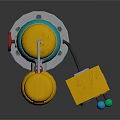 Industrial Processing Equipment With Yellow Blue Cylindrical Tanks Control Panel And Ladder