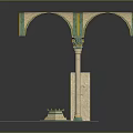 Decorative Architectural Scene Component With Arched Canopies Columns And Green Blue Decorations