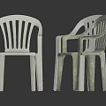 Durable Three Plastic Chairs With White And Gray Ergonomic Backrest And Armrest Design