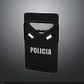 Black Tactical Police Shield Featuring Policia Marking For Law Enforcement