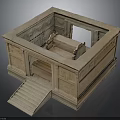 Enclosed Ancient Stone Structure Featuring Carved Walls Stone Steps And Inner Platform 3d model