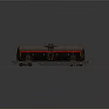 Rusty Tank Car 3D Model With Red Stripe On Railway Track