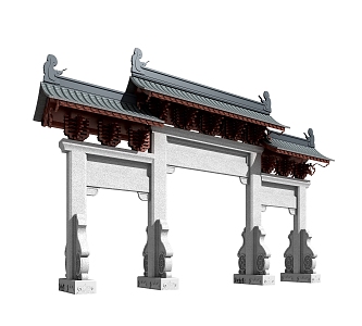 Chinese archway gate 3d model