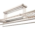 Stainless Steel Ceiling Mounted Clothes Drying Rack With Multiple Hanging Rods And Light Bar 3d model