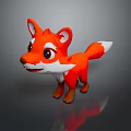 Cartoon Fox Game Movie Character With Big Eyes Orange Fur And White Tail Tip