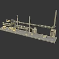 Industrial Equipment Setup With Pipes Valves Control Panels And Metal Frame