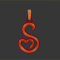 Gold S Shaped Pendant With Heart Design For Fashion Accessories