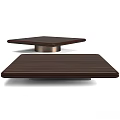 Modern Square Coffee Table With Dark Brown Wooden Surface And Metal Support Base 3d model