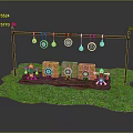 Commercial Shooting Equipment With Metal Frame Hanging Bullseye Targets LED Lights Green Turf Base