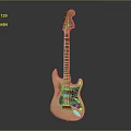 Vintage Wooden Electric Guitar And Art Drawing Tools For Creative Projects