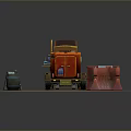 Red Vintage Food Truck with Canvas Awning Menu Board and Wooden Barrel Outdoor Setup