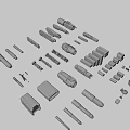Sci-Fi Character Equipment With Various Mechanical Parts Cylindrical And Block Structures 3d model