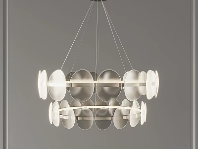 Modern Double Layer Circular Frosted Glass Disc Chandelier Design 3d model