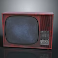 Vintage Electronic TV With Red Wooden Case And Control Panel