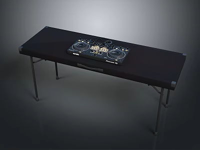 Professional Electronic Control Panel Placed On Foldable Dark Wood Table With Portable Design 3d model