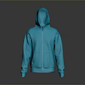 Blue Casual Hoodie With Zipper Closure And Front Pocket For Everyday Wear