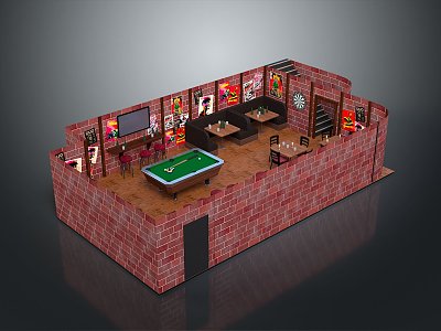 Cartoon Tavern Games Tavern Items Tavern Props Cartoon Wooden Furniture Cartoon Wooden Furniture model