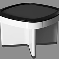 Modern Entertainment Table with Round Top and White Chairs Under Pendant Light