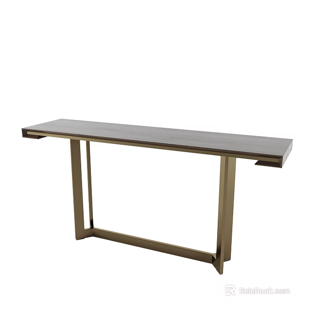 Modern Minimalist Console Table Featuring Metal Frame And Sleek Wooden Top Design 3d model 