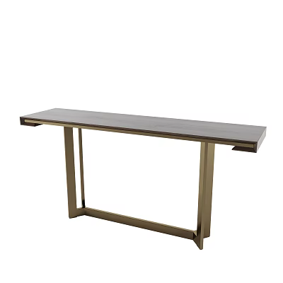 Modern Minimalist Console Table Featuring Metal Frame And Sleek Wooden Top Design 3d model