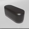 Black Leather Ottoman With Sleek Rectangular Design And Curved Edges 3d model