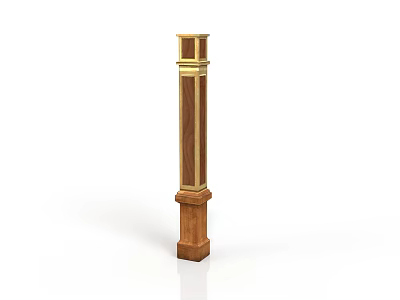 Architectural Decorative Column With Wooden Body Layered Design And Gold Accents 3d model