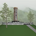 Revolutionary Martyrs Monument With Inscription Stone Railings And Mountain Background
