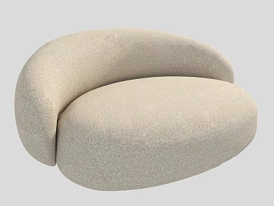 Beige Fabric Single Sofa With Curved Design And Modern Comfortable Style 3d model