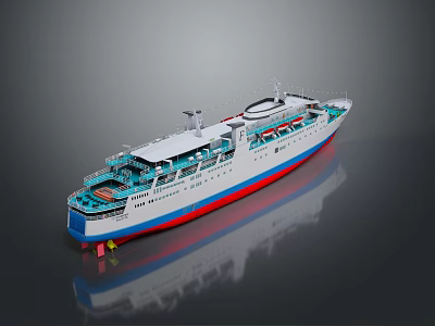 Detailed Water Transport Ship Model With Multiple Decks And Upper Structure Design 3d model