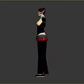 3D Character Creature in Traditional Costume with Pink Headpiece Green Top and Black Pants