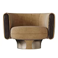 Brown Single Sofa With Modern Velvet Upholstery Dark Accent Armrests And Stylish Base