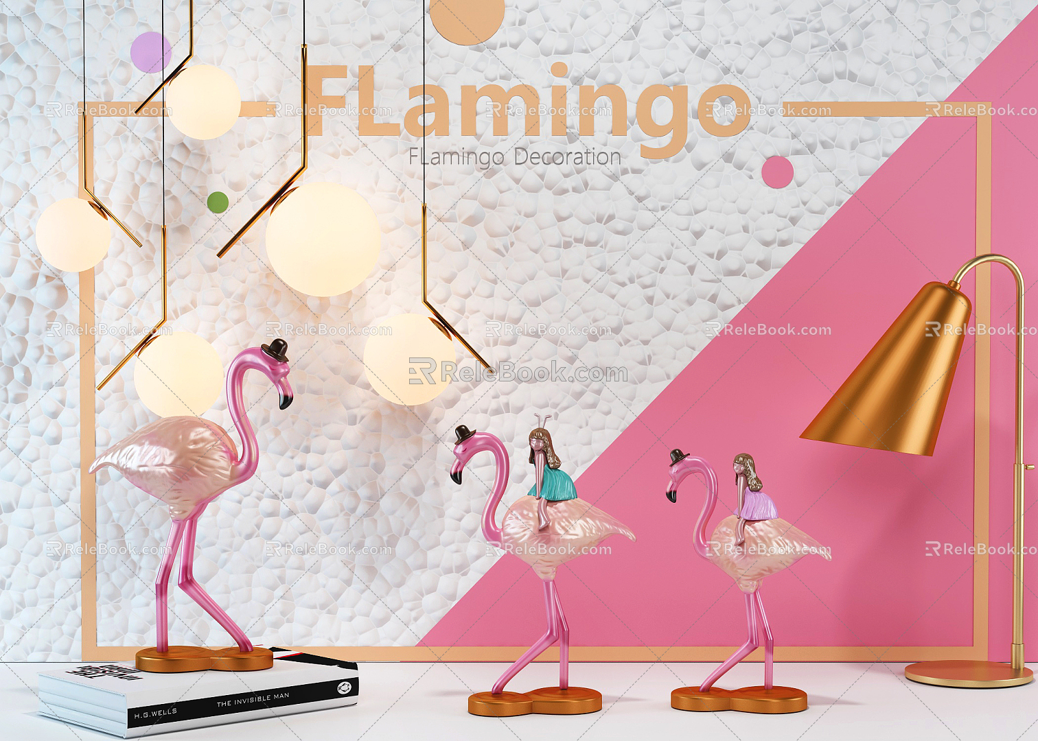 Modern Ornaments Combination Flamingo 3d model