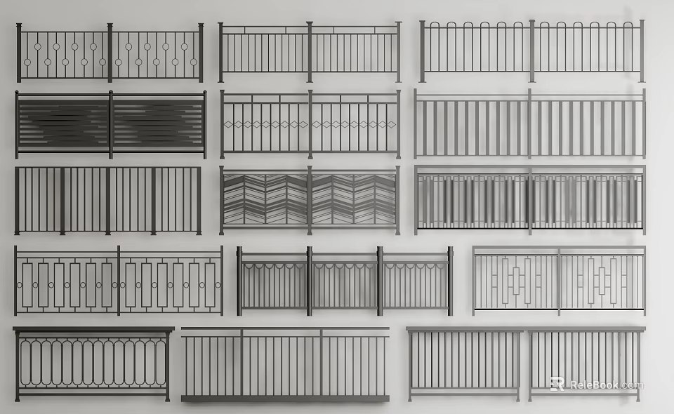Various Metal Fence Styles And Designs For Home Garden Decoration 3d model 