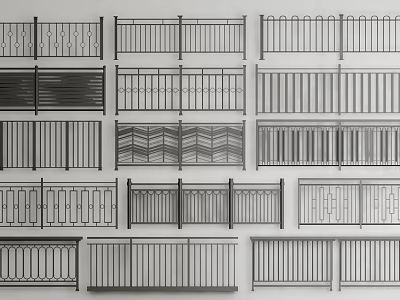 Various Metal Fence Styles And Designs For Home Garden Decoration 3d model