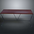 Modern Wooden Desk With Triangular Metal Frame Sleek Red Surface And Stable Structure 3d model