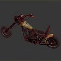 Vintage Custom Motorcycle With Colorful Painted Tank Black Leather Seat And Chrome Wheels
