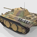 Military Tank With Camouflage Paint Tracks Main Cannon Turret And Antenna