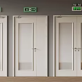 Emergency Exit Doors With Green Signage In Modern Interior Space