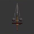Mechanical Device With Red Wheel Base Hanging Silver Spheres And Metal Structure