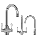 Modern White Ceramic Wash Basin With Double Bowl Faucet And Various Designs