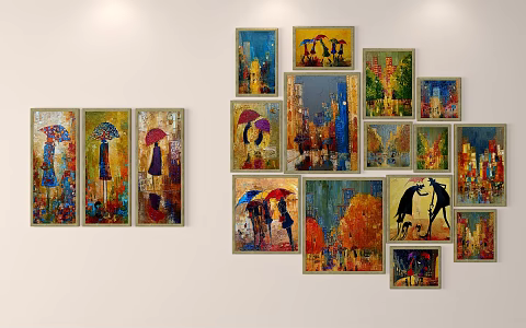 European oil painting photo wall 3d model
