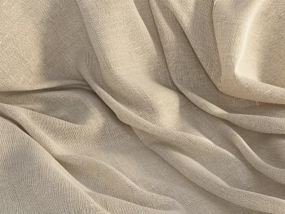 Light Beige Linen Fabric Featuring Soft Texture And Draped Layers 3d model