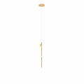 Modern Curved Pendant Lights with Golden Metal and White Light Lines in Sleek Contemporary Design