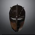 Medieval Leather Helmet Design With Spikes Stitches Wooden Face Guard And Rivets