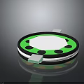 Green Circular Weapon With Octagonal White Center Black Dots And Side Panels 3d model