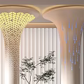 Modern Decorative Pillars Illuminated With Yellow And Blue Lights Near Window Blinds And Green Plants